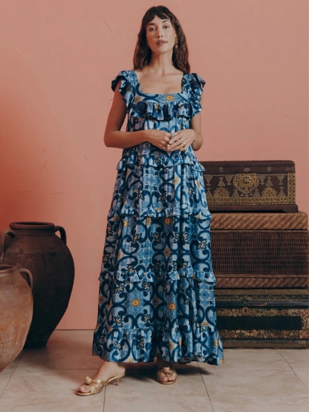 Mi Golondrina Araceli Azules Azuelejos Specialty Long Dress Medium NWT boho